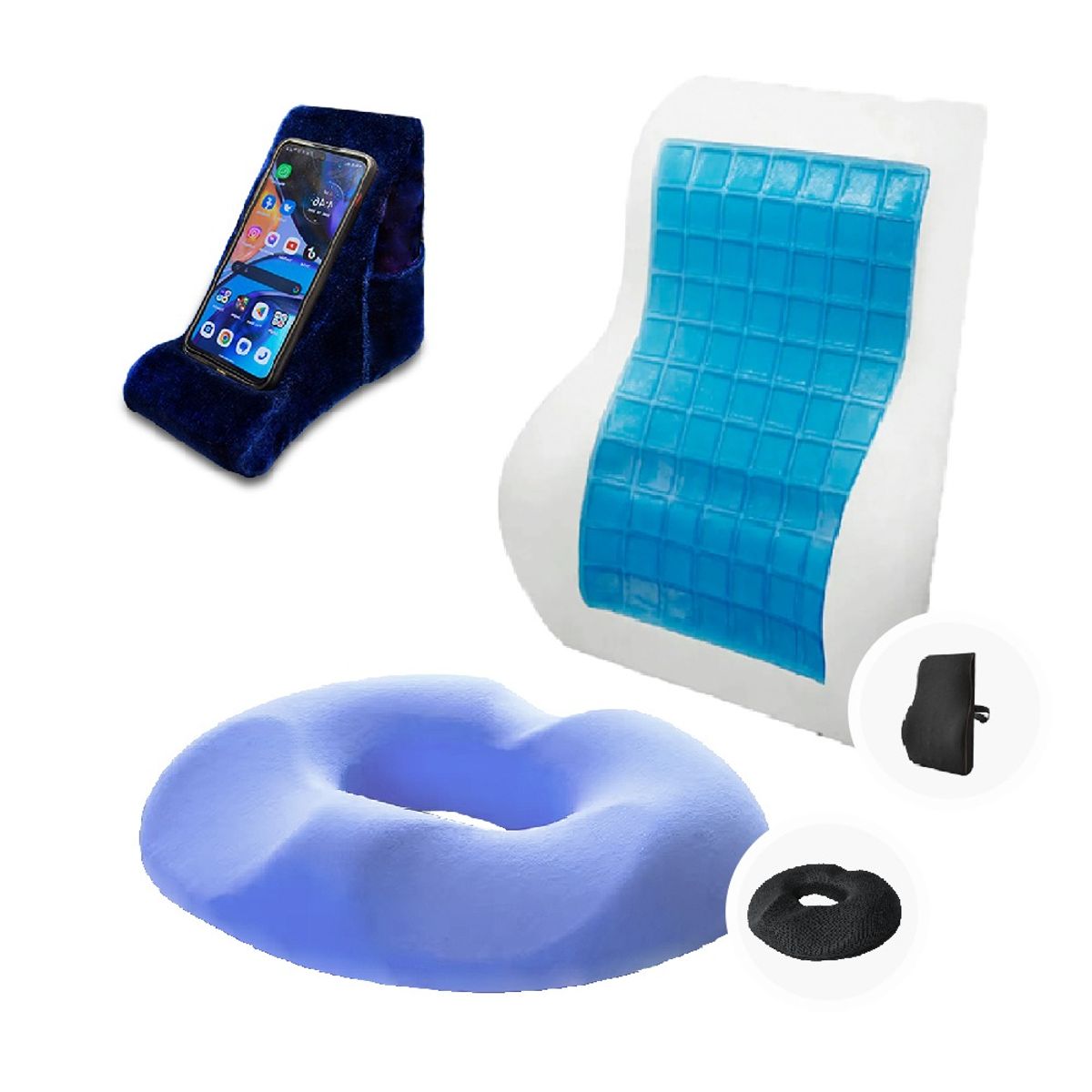 TERAFLEX - COJIN LUMBAR Y COJIN DONA GEL TECH - REGALO PORTA CELULAR TERAFLEX