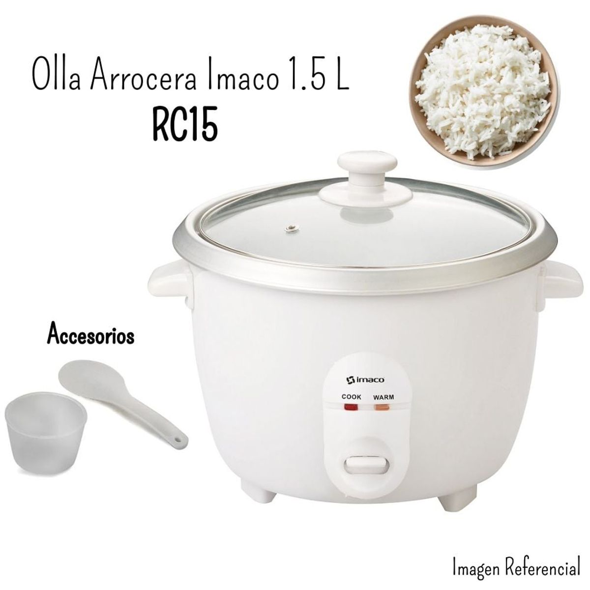 IMACO - Olla Arrocera Imaco 1.5 Lt. - Blanco RC15