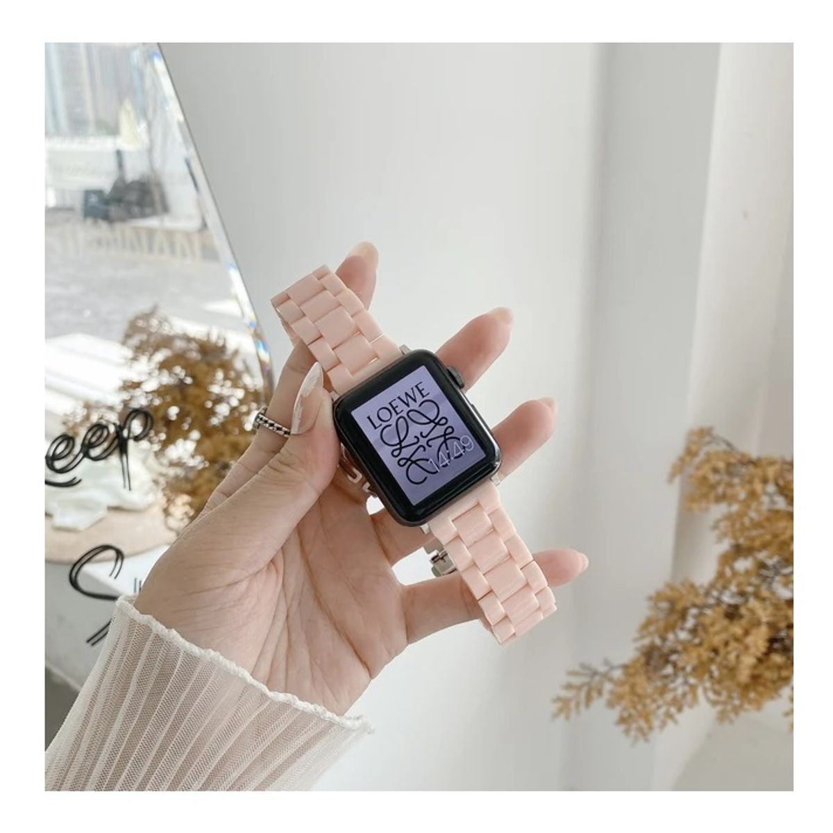 GENERICO - CORREA DE RESINA Y ACERO PARA WATCH 44-45-46 y 49 mm ROSADO