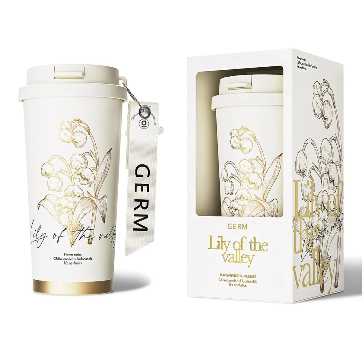 GERM - Vaso Térmico Germ De Acero Inox Lirio Blanco 500ml  196oz