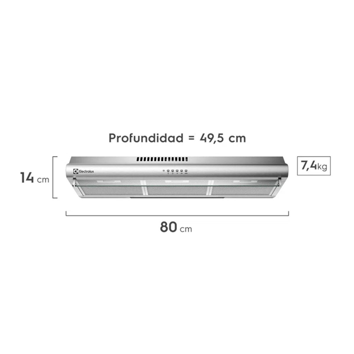 ELECTROLUX - Campana Extractora 80cm Plateado Electrolux EJSE302TBJS