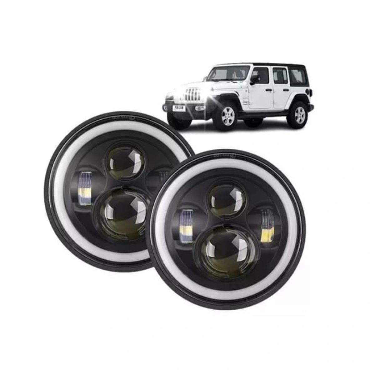 GENERICO - Faro Led Redondo De 7 Pulgadas dual amarillo y blanco