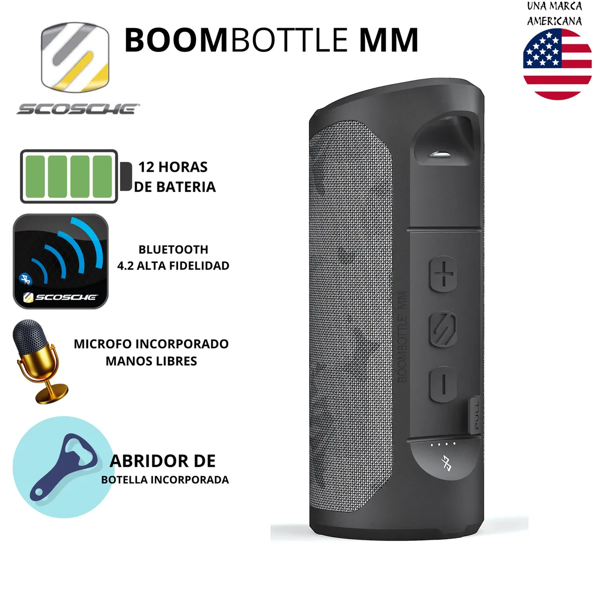 SCOSCHE - Parlante Portátil SCOSCHE Magic Mount Boombottle MM - Negro camuflaje
