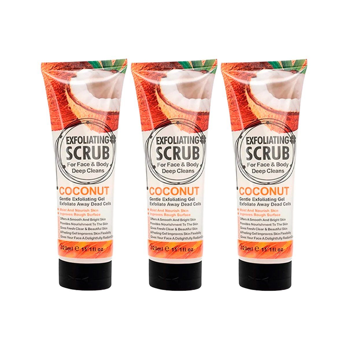 GENERICO - Gel Exfoliante Scrub Coco 320Ml Wokali 3 Unidades