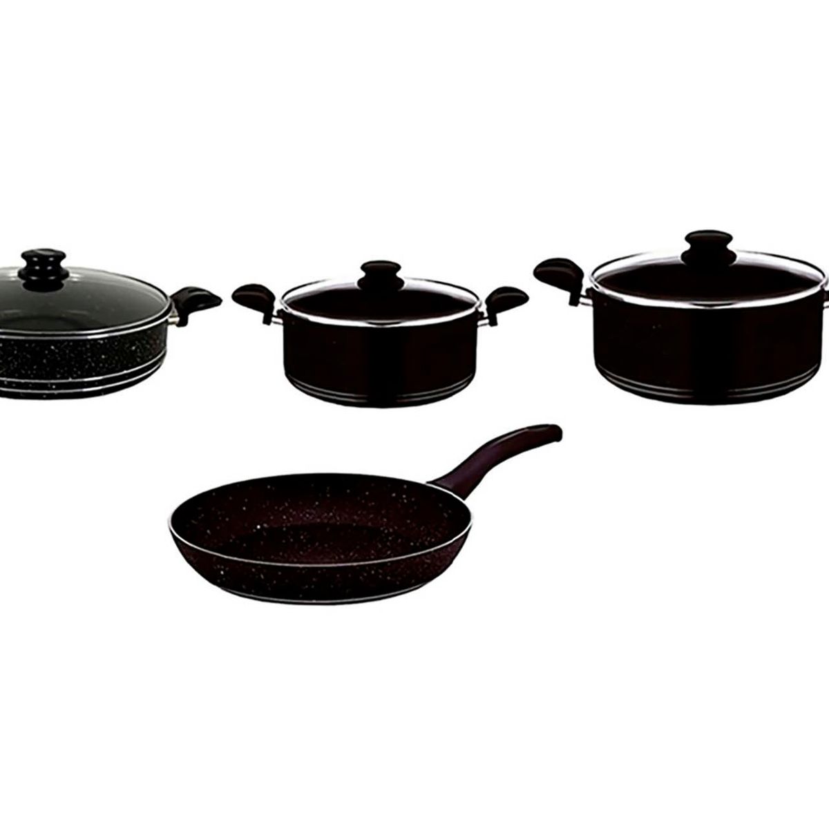 BONERA - Juego de Ollas 7 Piezas Granito Black Montella / Ollas 20-24-24cm