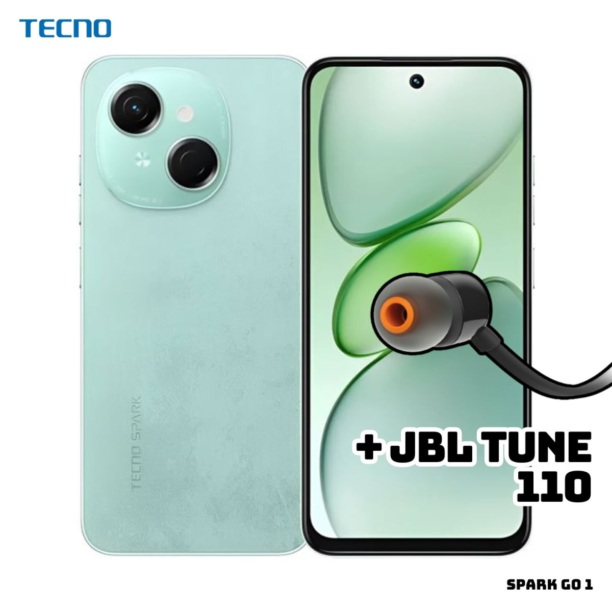 TECNO MOBILE - CELULAR TECNO SPARK GO 1 3GB RAM 64GB ROM - MAGIC SKIN GREEN + JBL TUNE 110