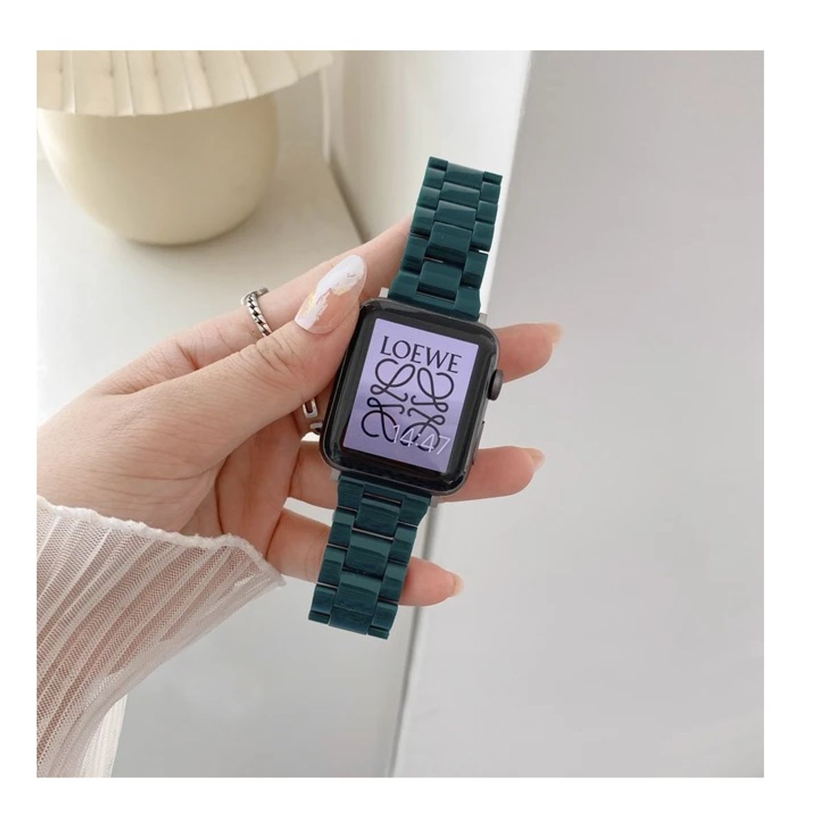 GENERICO - CORREA DE RESINA Y ACERO PARA WATCH 44-45-46 y 49 mm VERDE