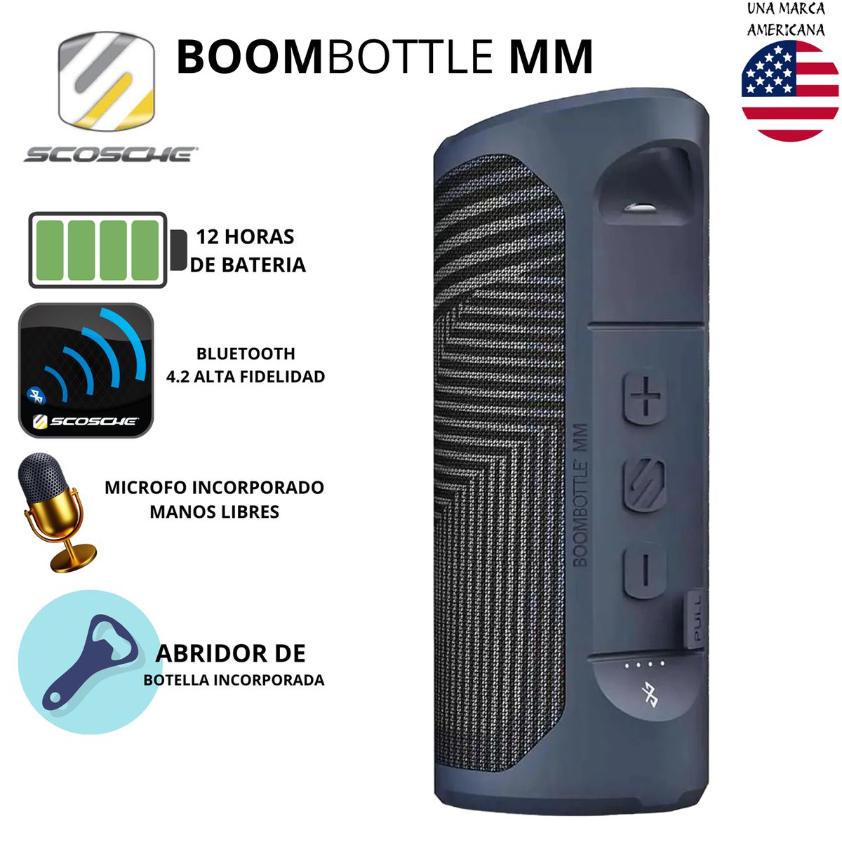 SCOSCHE - Parlante Portátil SCOSCHE Magic Mount Boombottle MM - Azul