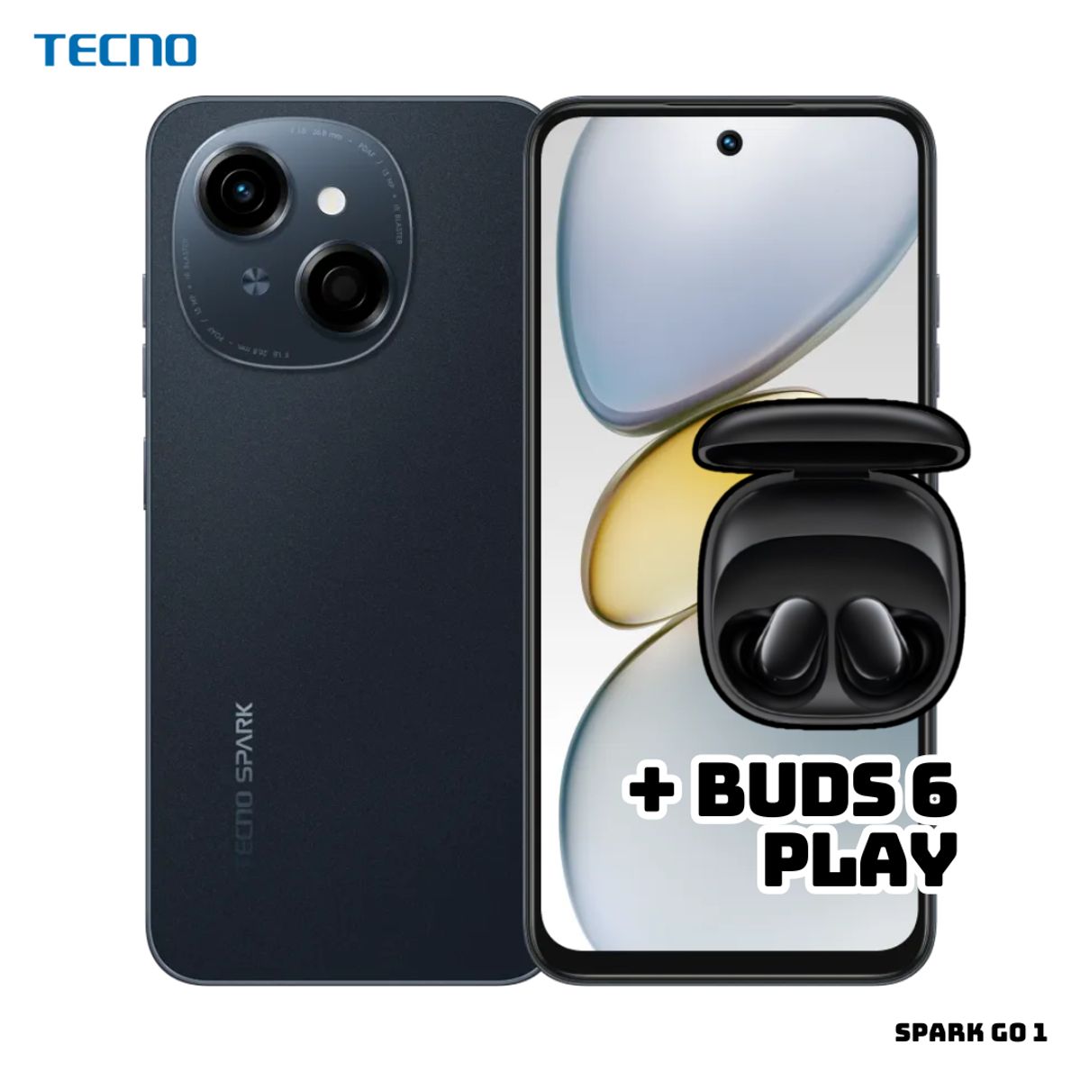 TECNO MOBILE - CELULAR TECNO SPARK GO 1 3GB RAM 64GB ROM - STARTRAIL BLACK + BUDS 6 PLAY