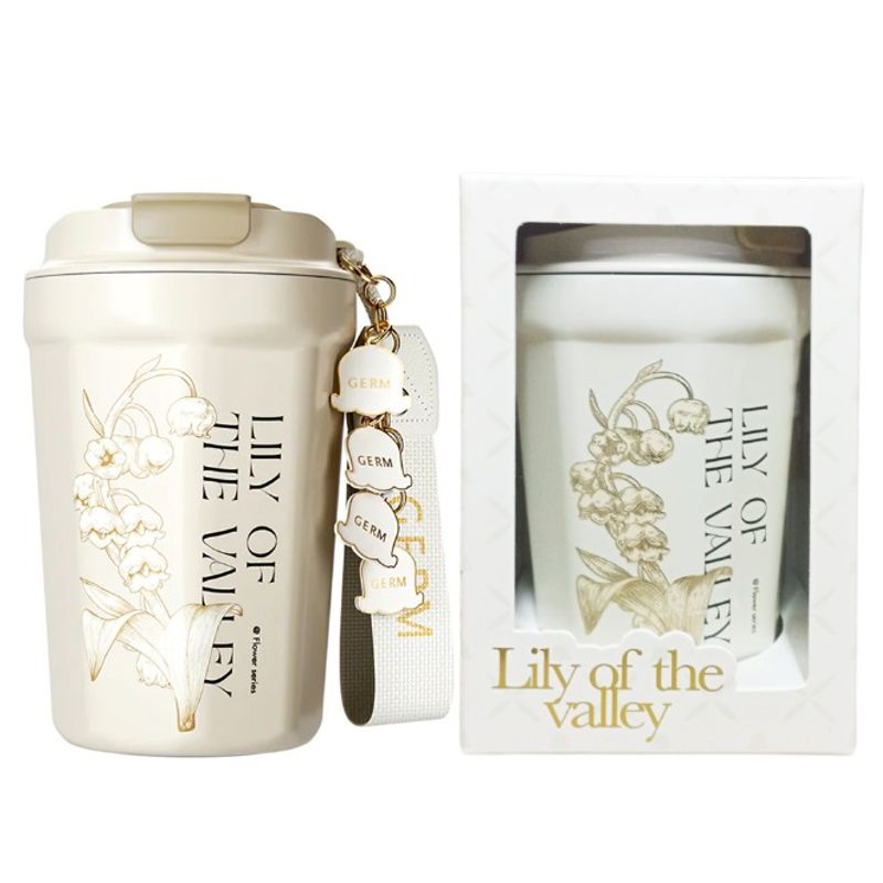 GERM - Vaso Térmico Germ De Acero Inox Rosas Blanco  390ml / 13.1oz