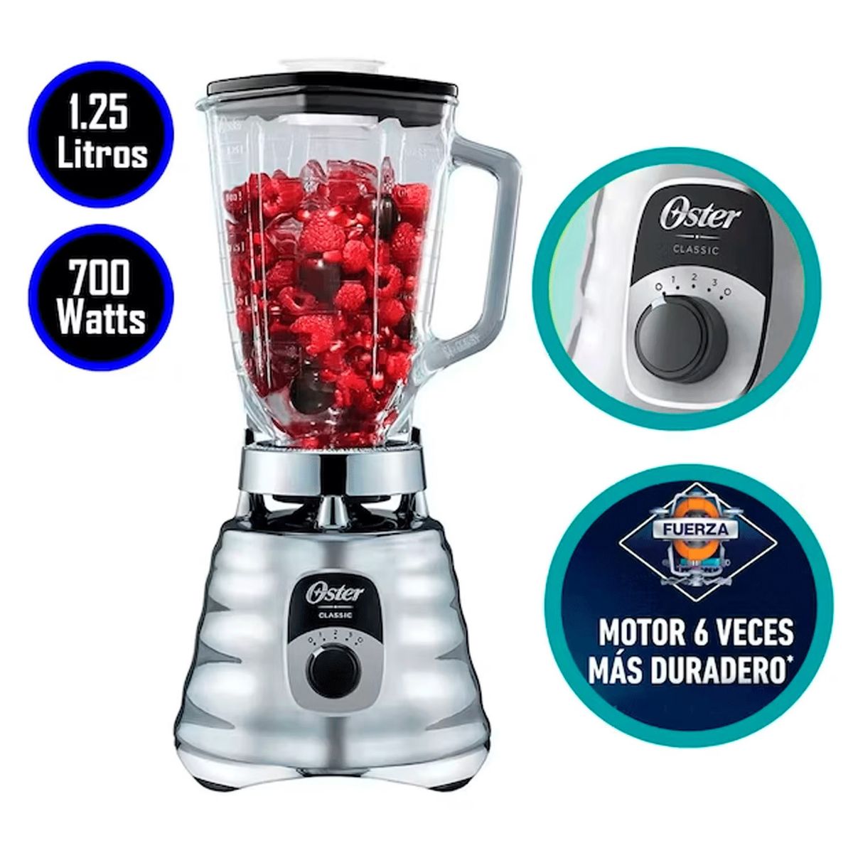 OSTER - LICUADORA OSTER BLST4655 700 WATTS 3 VELOCIDADES CROMADO