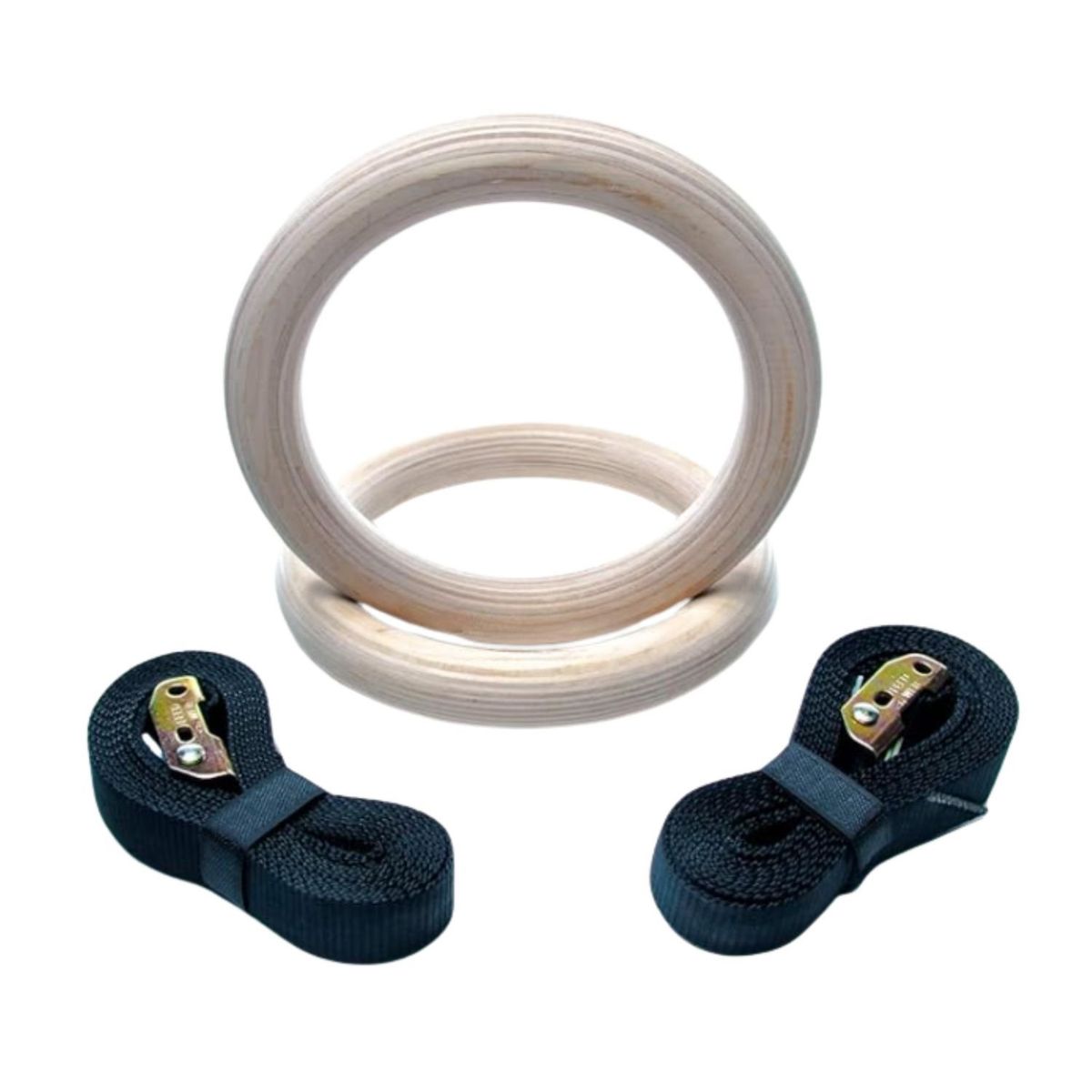 GENERICO - Anillos de Gimnasia de Madera con correas ajustables