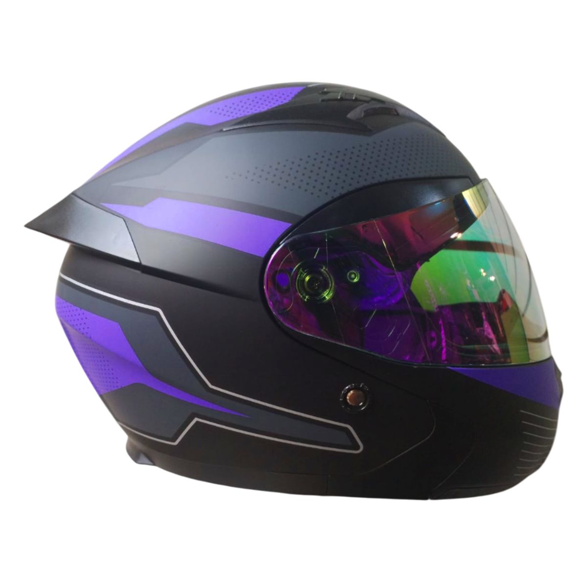 GENERICO - CASCO CES MOTO ARTICULADO DOBLE VISOR DIURNO LILA TALLA M