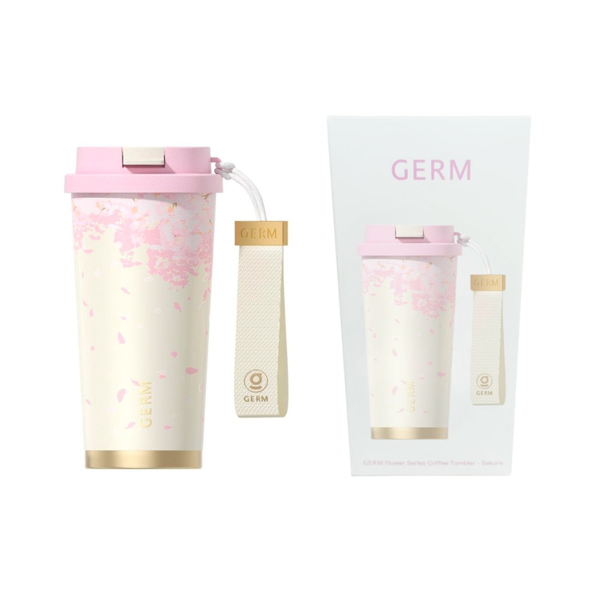 GERM - Vaso Térmico Germ De Acero Inox Flores Rosa 500ml / 19.6 Oz