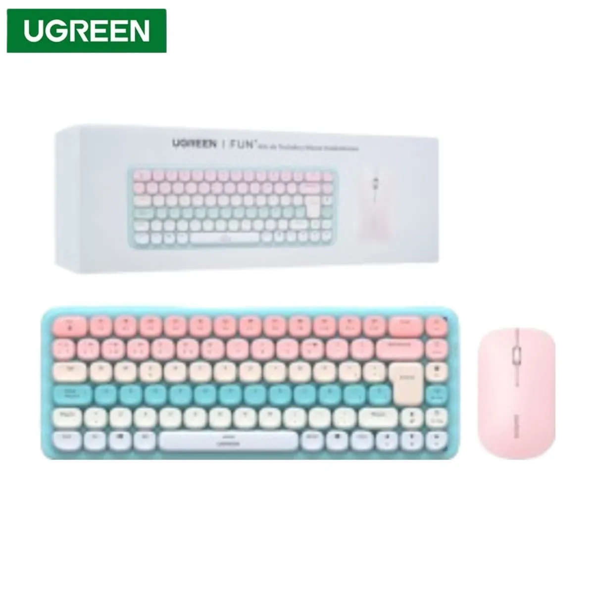 UGREEN - COMBO DE TECLADO CON MOUSE INALAMBRICO Y BLUETOOTH ROSADO UGREEN