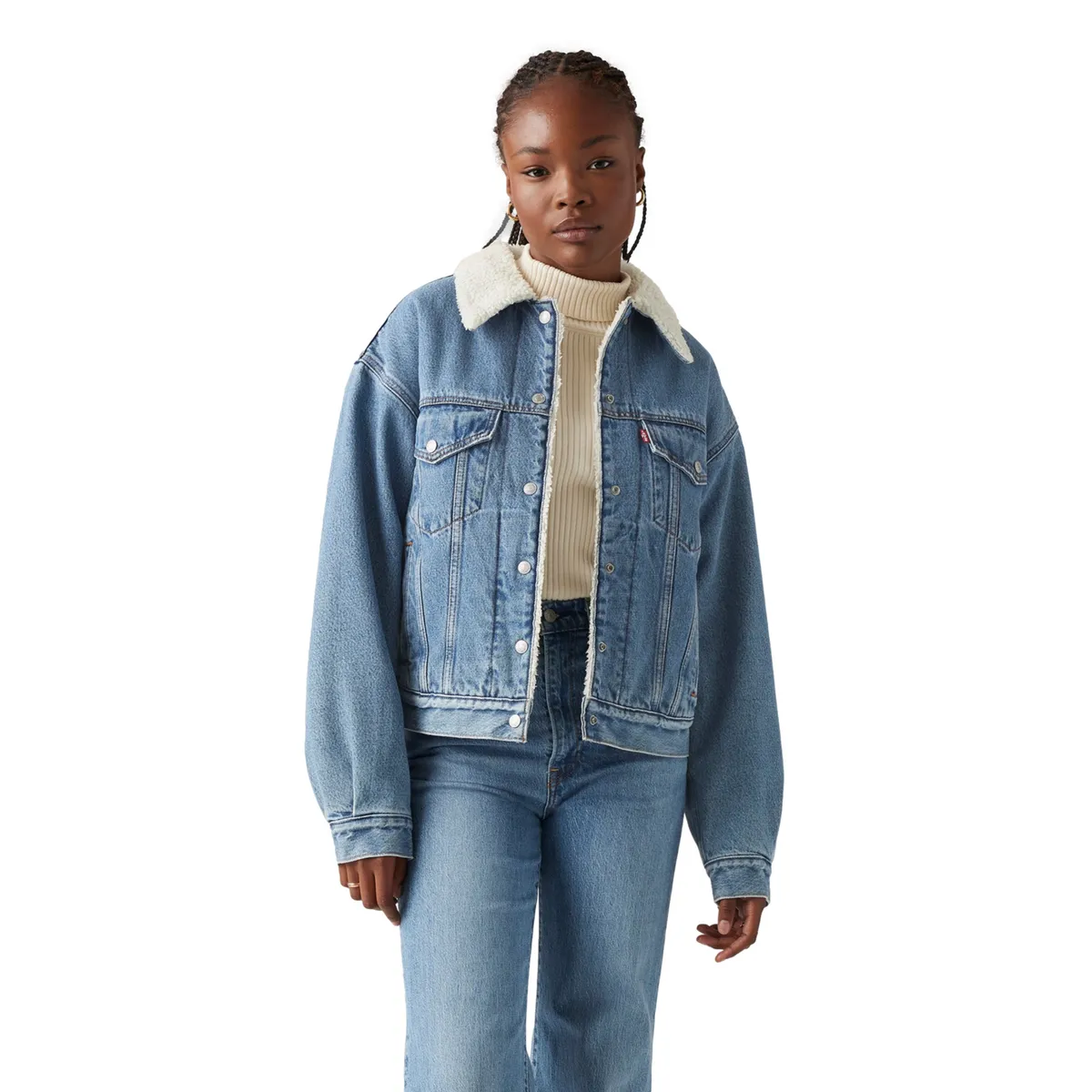 LEVIS - Casaca Mujer 90s Sherpa Trucker Celeste Levis