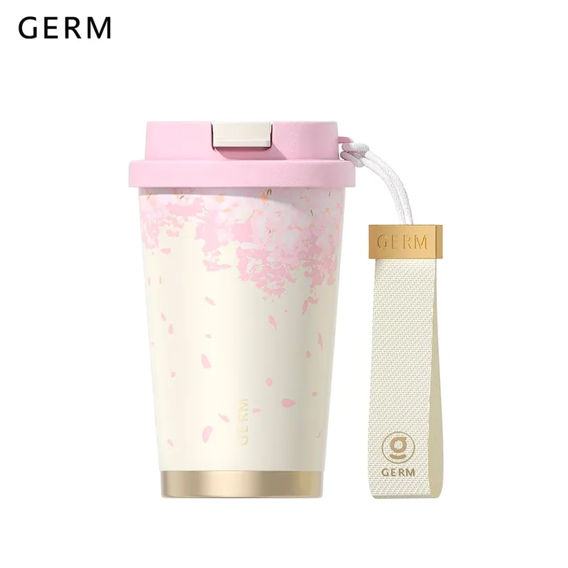 GERM - Vaso Térmico Germ De Acero Inox Flores Rosado  390ml / 13.1 Oz