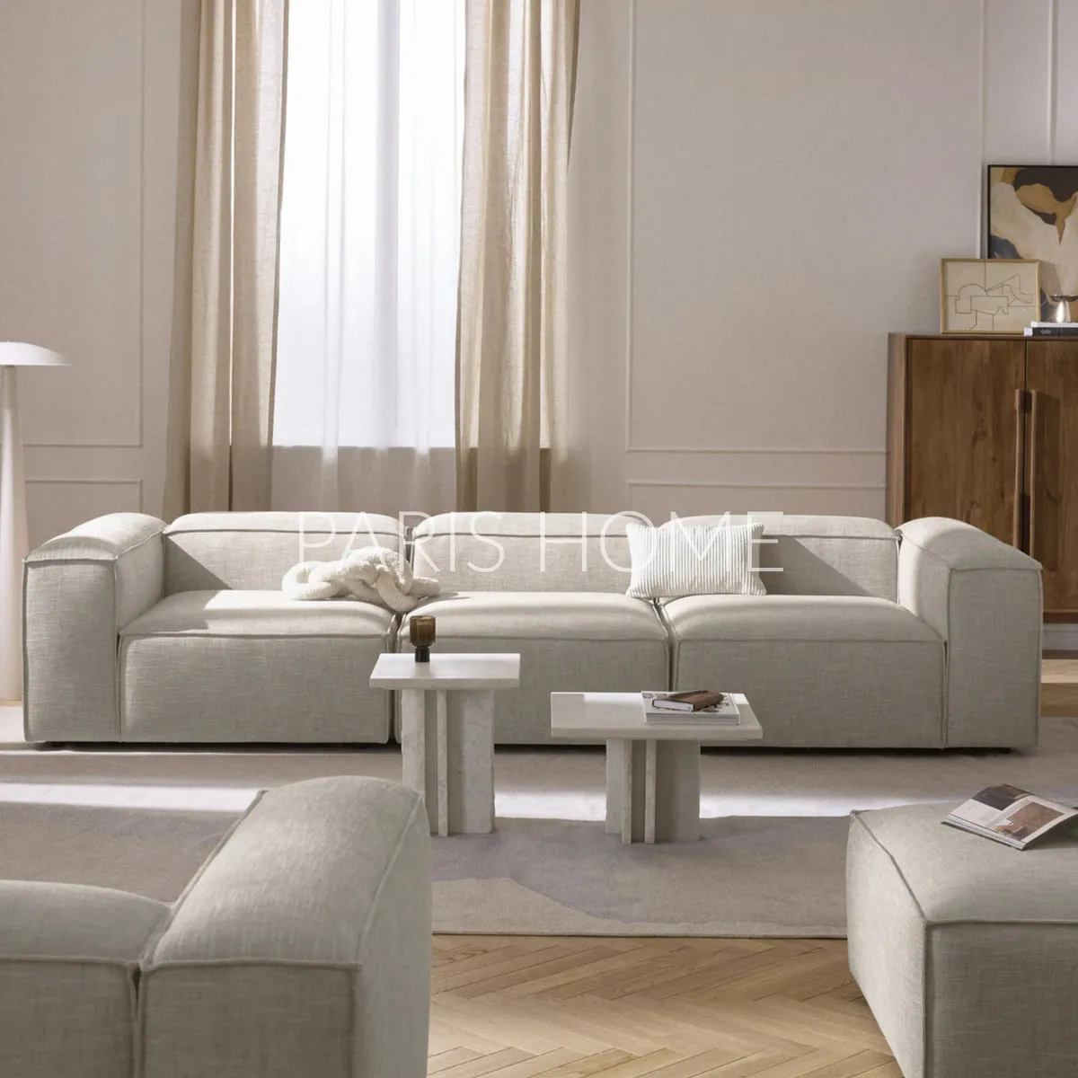 GENERICO - Sofá 3 Cuerpos Monarch Lino - Gris