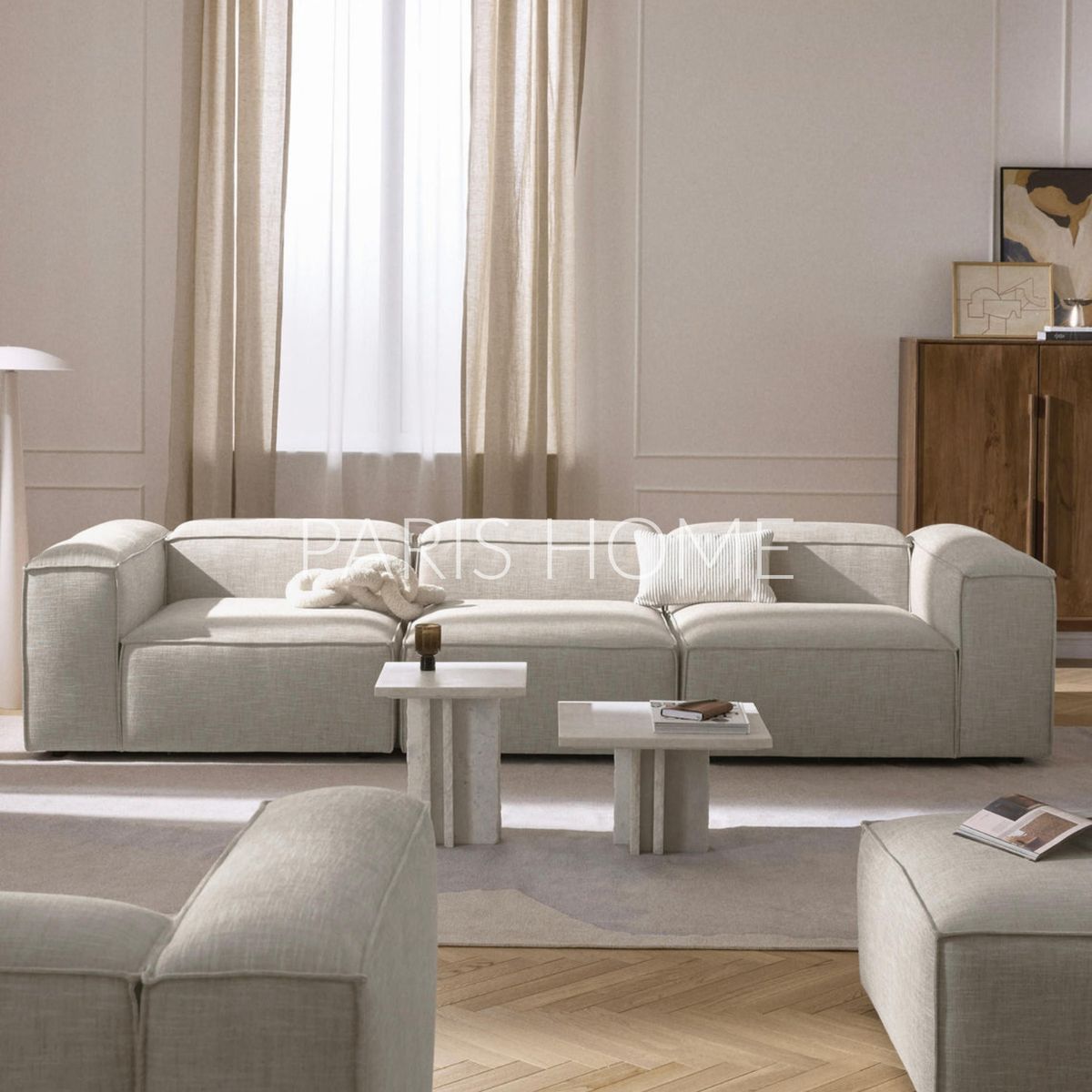 GENERICO - Sofá 3 Cuerpos Monarch Lino - Gris