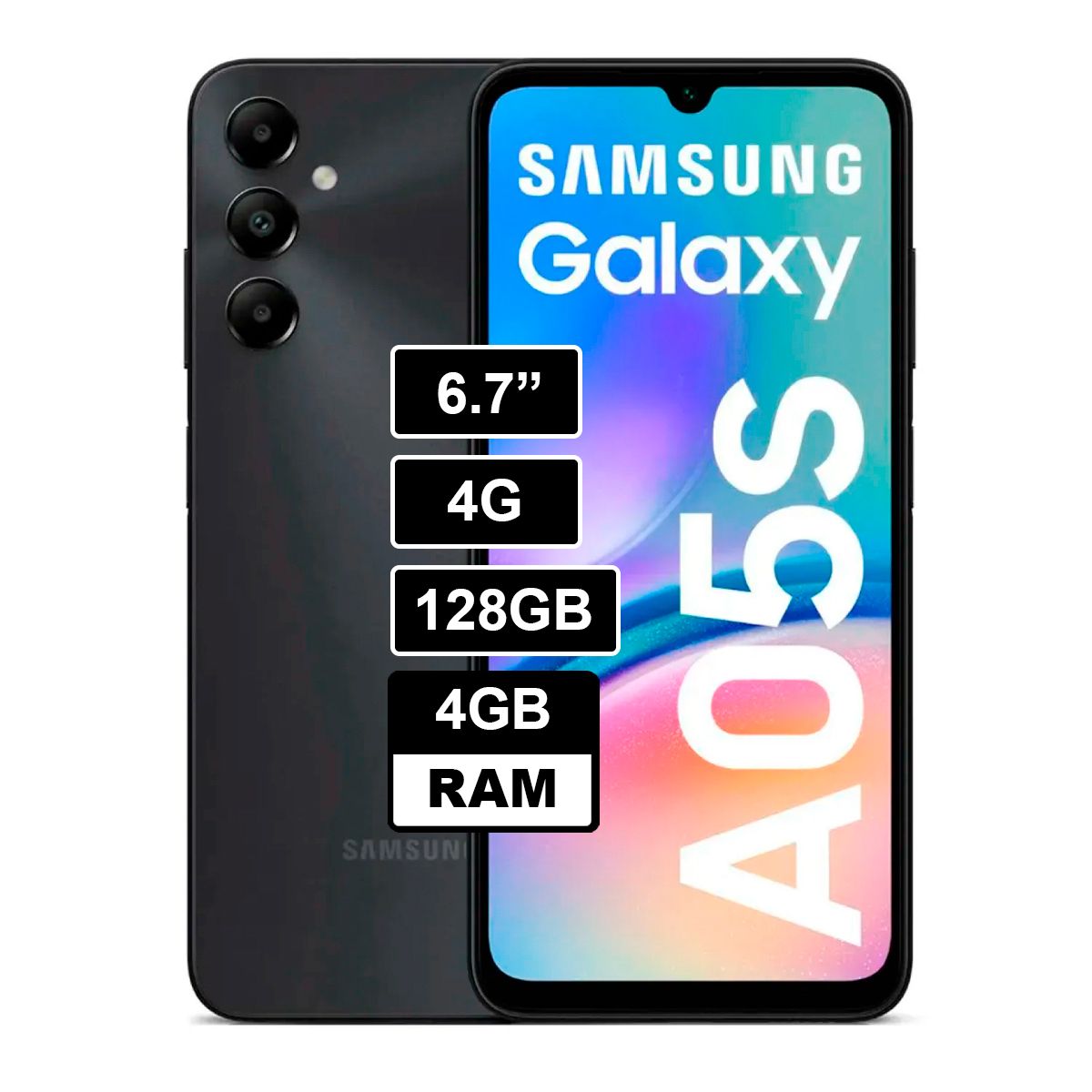 SAMSUNG - Celular Samsung Galaxy A05s 128GB 4GB ram cámara principal 50MP frontal 13MP 67 Negro