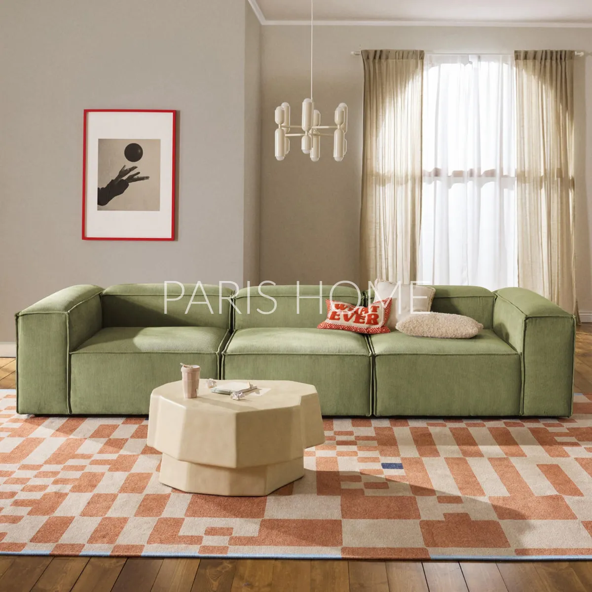 GENERICO - Sofá 3 Cuerpos Monarch Pana - Verde Oliva