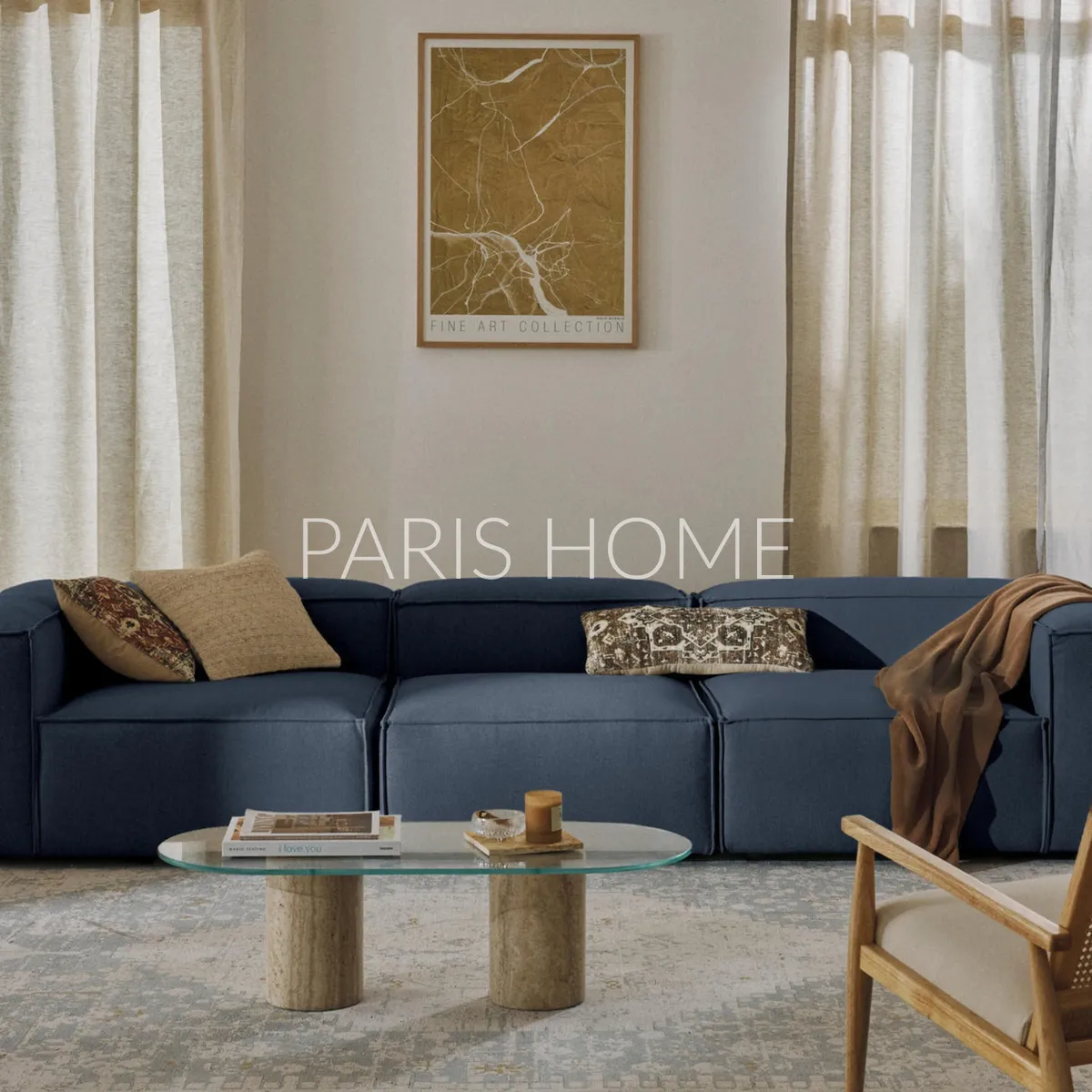 GENERICO - Sofá 3 Cuerpos Monarch Tejido - Azul Oscuro