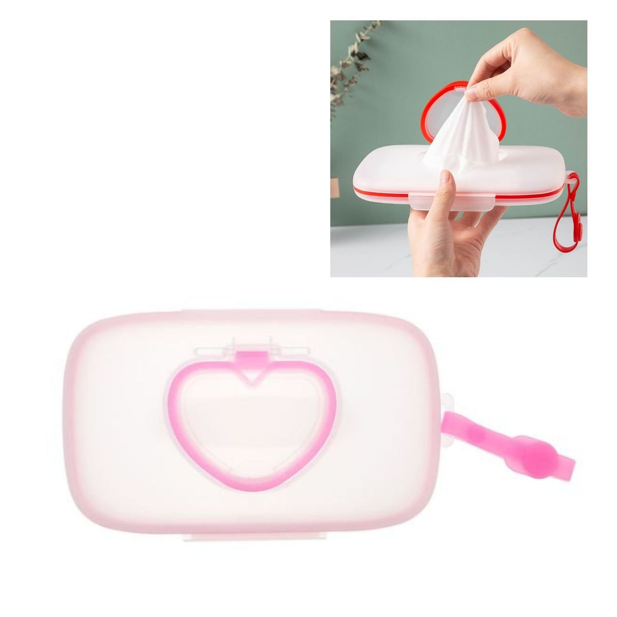 GENERICO - PORTA PAÑITOS HUMEDOS ESTUCHE CORAZÓN ROSADO