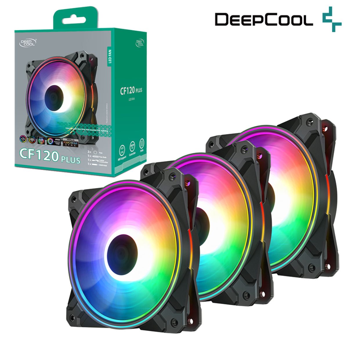 DEEPCOOL - COOLER CASE DEEPCOOL CF120 PLUS PACKx3 RGB 120MM DP-F12-AR-CF120P-3P