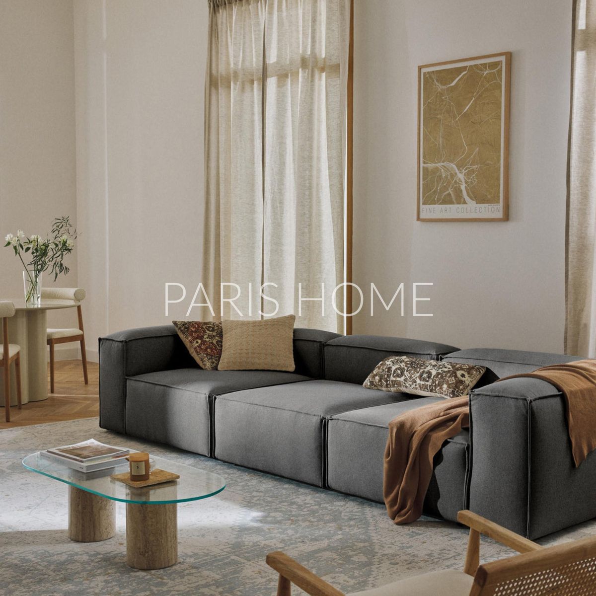 GENERICO - Sofá 3 Cuerpos Monarch Tejido - Gris Oscuro