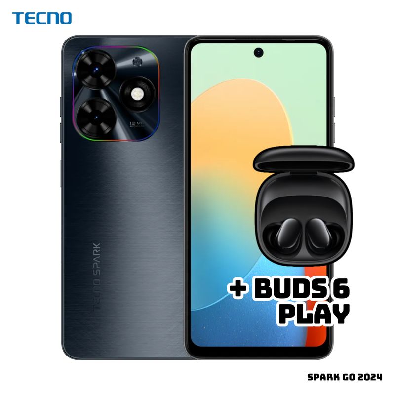 TECNO MOBILE - CELULAR TECNO SPARK GO 2024 2GB RAM 64GB ROM - GRAVITY BLACK + BUDS 6 PLAY