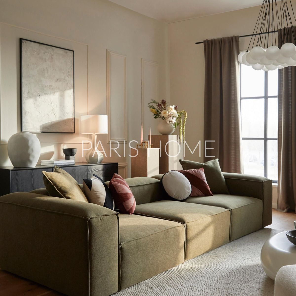 GENERICO - Sofá 3 Cuerpos Monarch Tejido - Verde Oliva