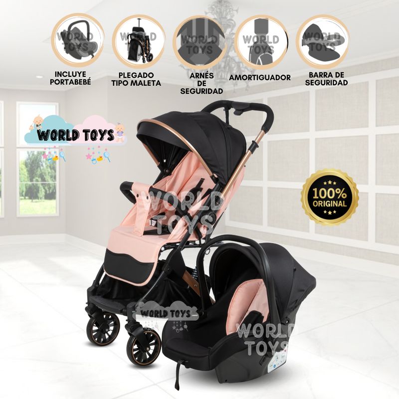 BABY - Coche Maleta Para Bebé «J SPARROW» con Portabebé Pink