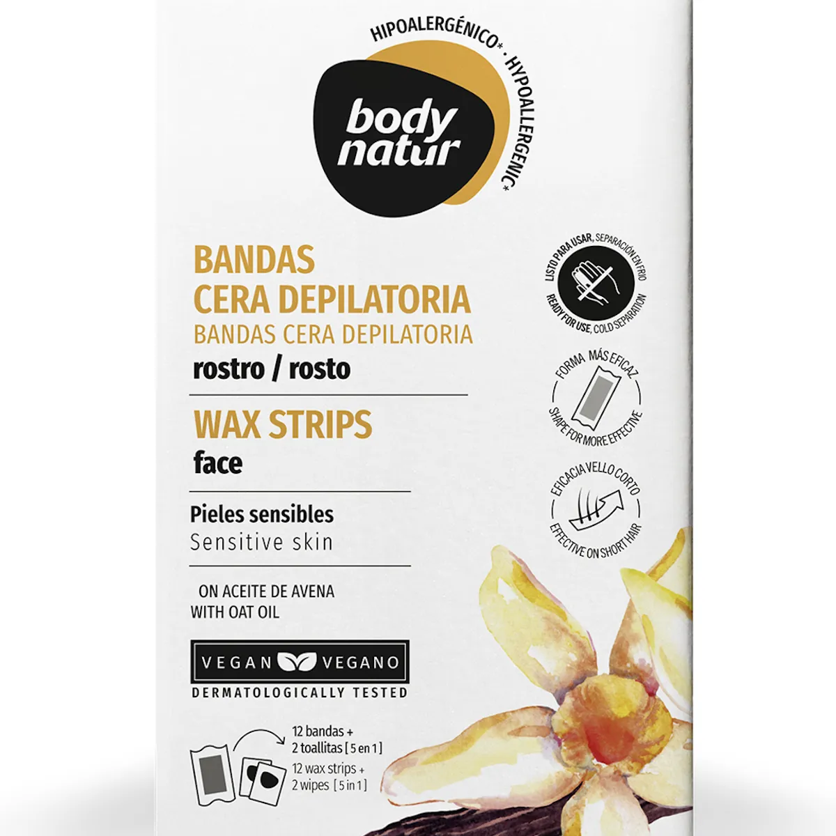 BODY NATUR - BANDAS DEPILATORIAS FACIALES PIEL SENSIBLE