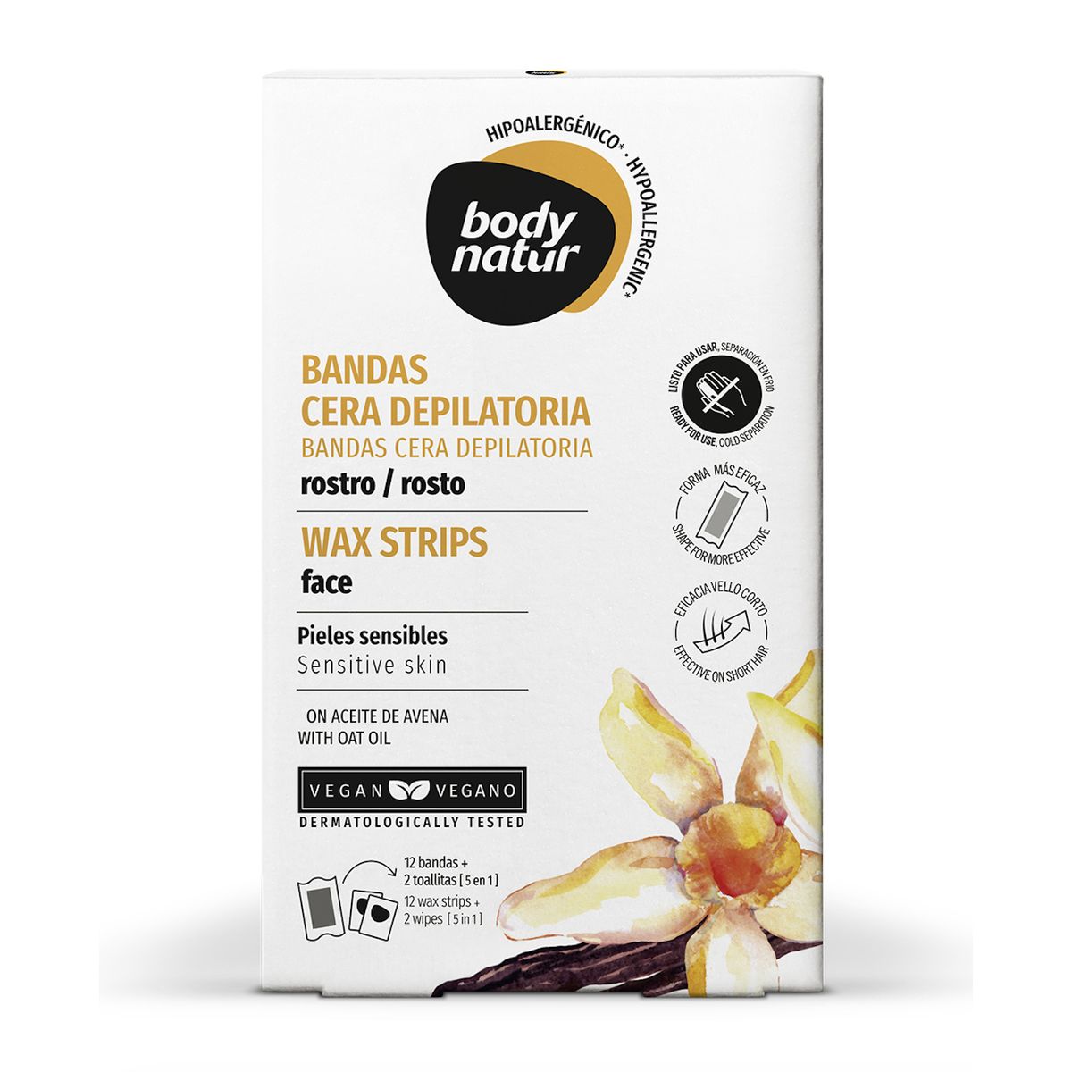 BODY NATUR - BANDAS DEPILATORIAS FACIALES PIEL SENSIBLE