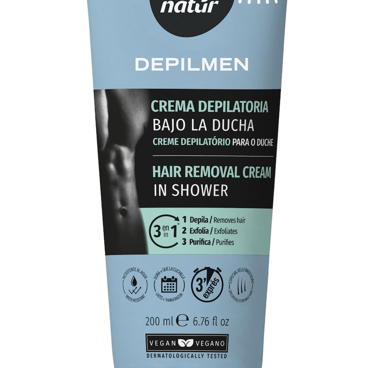 BODY NATUR - DEPILMEN CREMA DEPILATORIA HIDRATANTE PARA HOMBRE BAJO LA DUCHA
