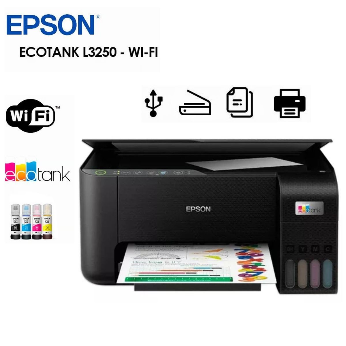 EPSON - Impresora multifuncional Epson Ecotank L3250 Copia Escanea Imprime
