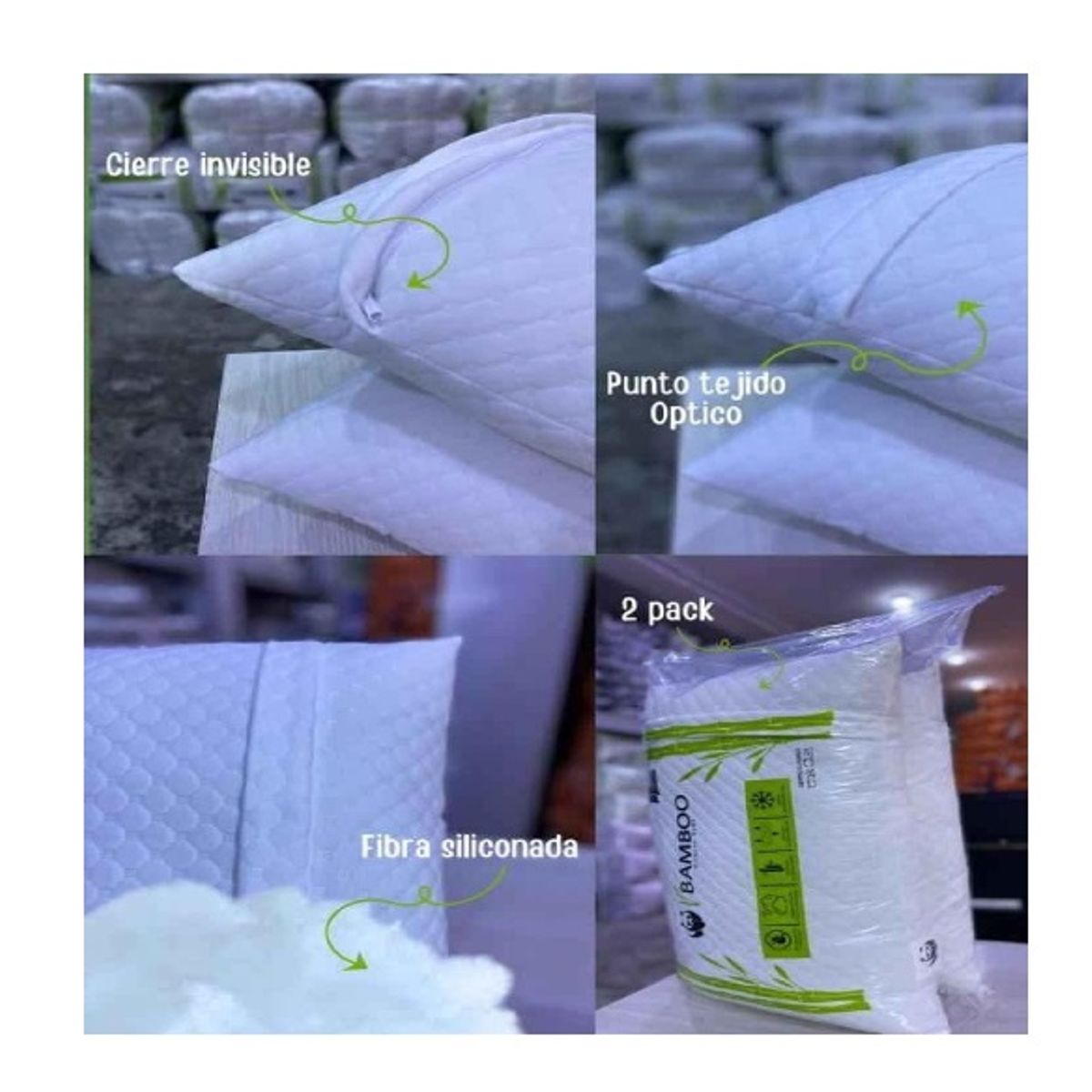 GENERICO - Almohadas Gemelas Antiácaros  Pack De 2 45CM X 65CM