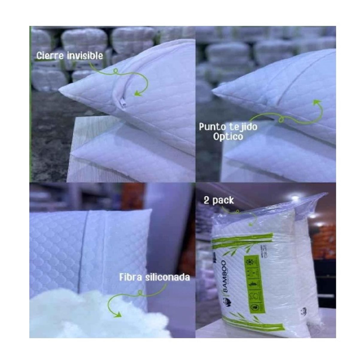 GENERICO - Almohadas Gemelas Antiácaros  Pack De 2 45CM X 65CM