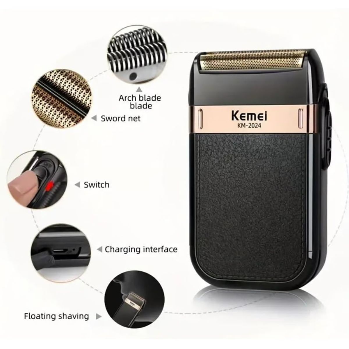 KEMEI - Afeitadora Profesional Kemei KM-2024 Shaver Recargable Portátil