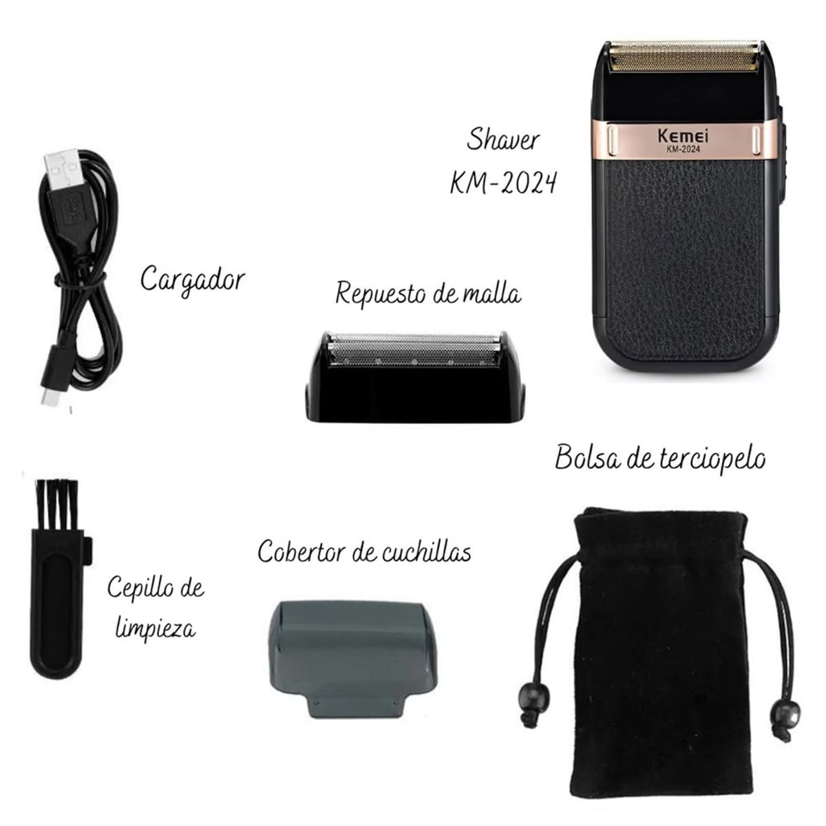 KEMEI - Afeitadora Profesional Kemei KM-2024 Shaver Recargable Portátil