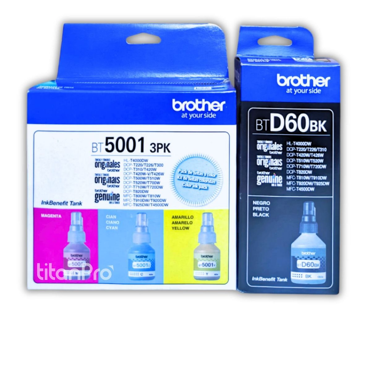 BROTHER - Pack Tinta Brother de 4 Colores BT5001 3PK TANK BTD60BK