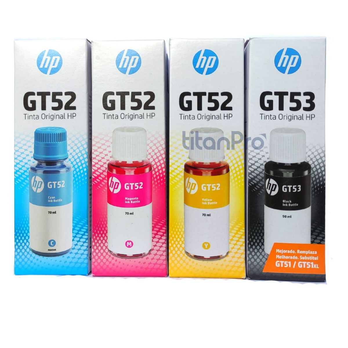 HP - Kit Tinta HP GT52 y GT53 x 4 Negro Cian Magenta Amarillo