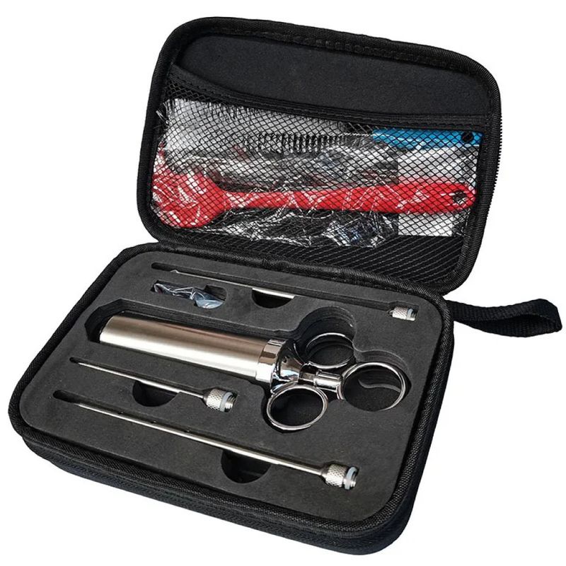 GENERICO - JERINGA 2 OZ MARINADOR PROFESIONAL ACERO INOX+ESTUCHE