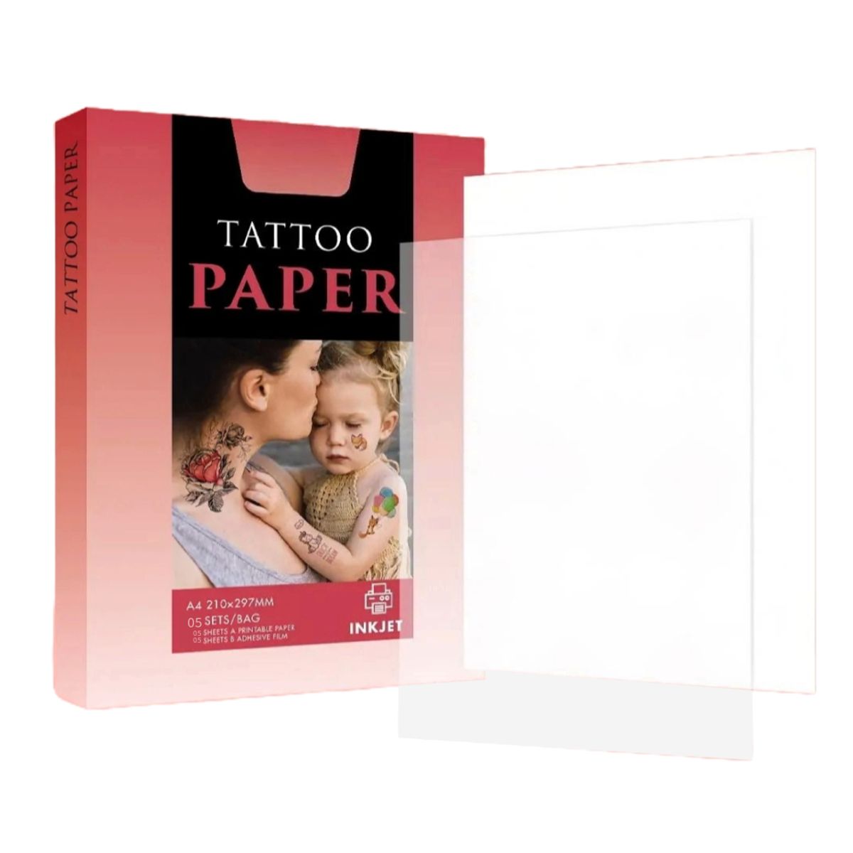 GENERICO - Papel tatuaje tattoo temporal imprimible A4 X 05 PACK