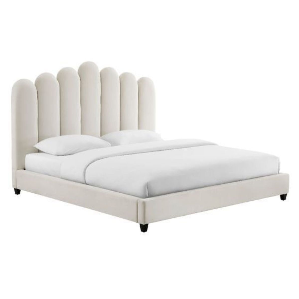 GENERICO - Cama Tapizada Lorena Tubular - Beige y Marrón