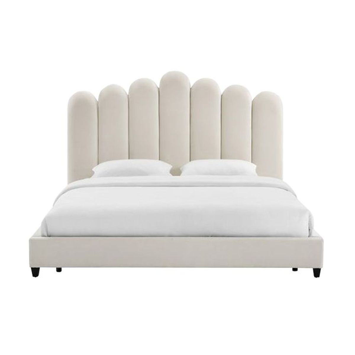 GENERICO - Cama Tapizada Lorena Tubular - Beige y Marrón