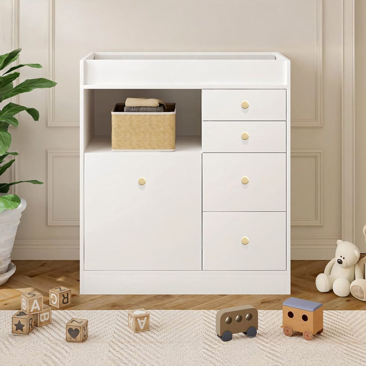 GENERICO - Cómoda Cambiador Para Bebé Nube 5 Cajones Blanco 100 cm Huk