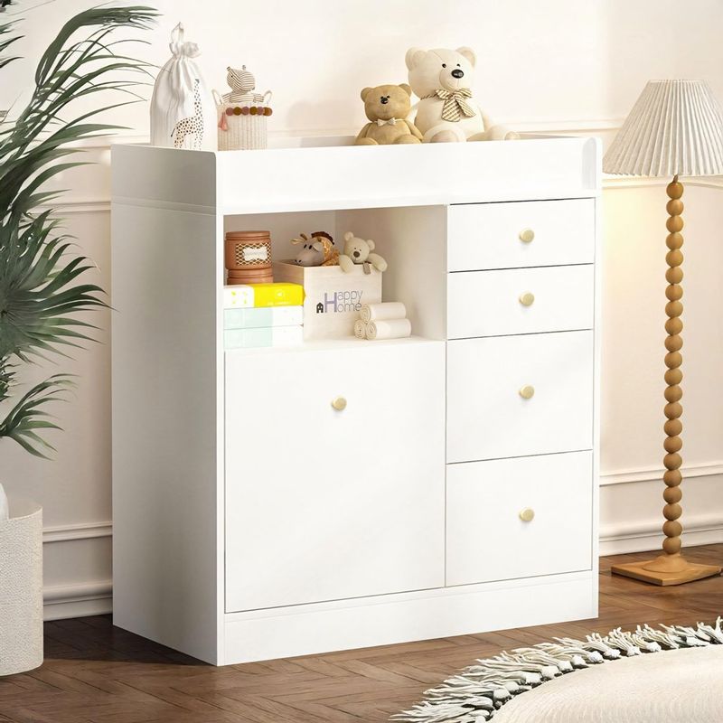 GENERICO - Cómoda Cambiador Para Bebé Nube 5 Cajones Blanco 120 cm Huk