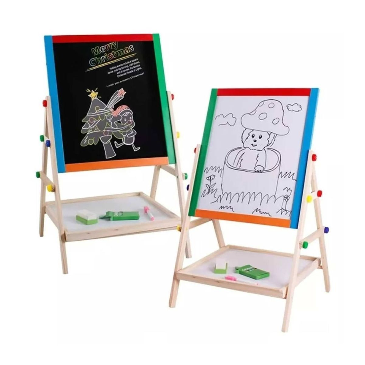 GENERICO - Pizarra Didáctical 2 en 1 Con Atril de Madera para Niños
