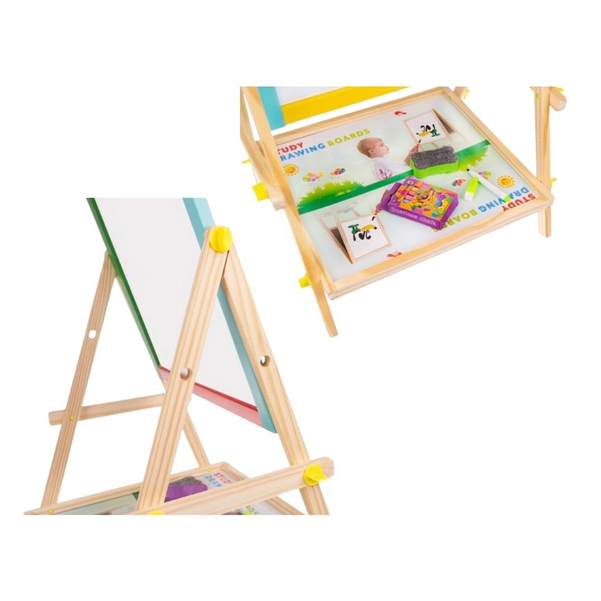 GENERICO - Pizarra Didáctical 2 en 1 Con Atril de Madera para Niños